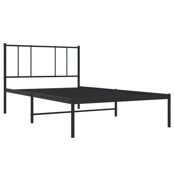 vidaXL Bedframe met hoofdbord metaal zwart 90x190 cm