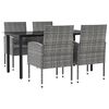 vidaXL 5-delige Tuinset poly rattan en staal grijs en zwart