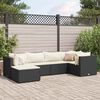 vidaXL 6-delige Loungeset met kussens poly rattan zwart
