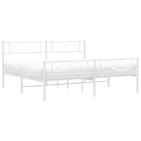 vidaXL Bedframe met hoofd- en voeteneinde metaal wit 180x200 cm