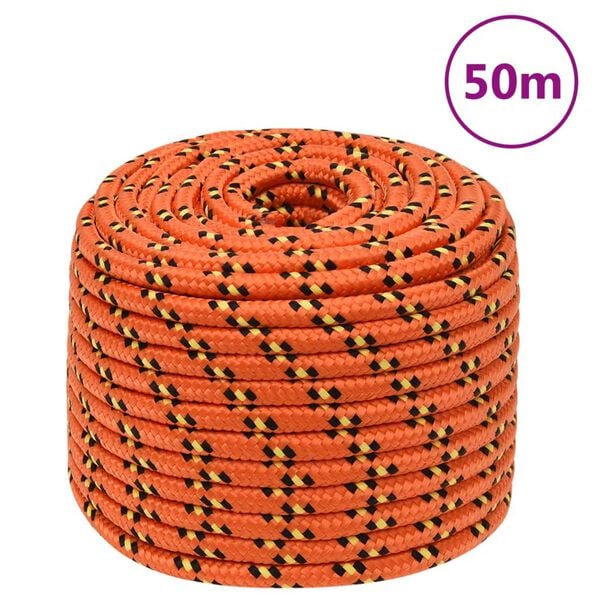 vidaXL Boottouw 12 mm 50 m polypropyleen oranje