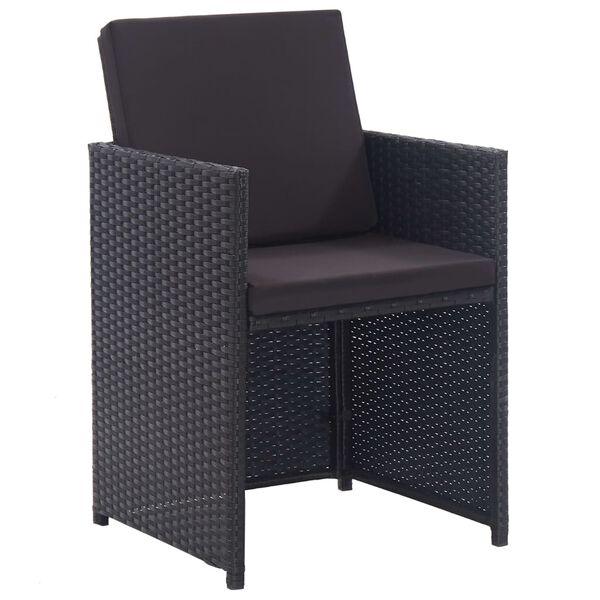 vidaXL 15-delige Tuinset met kussens poly rattan zwart