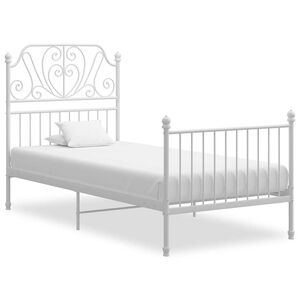 vidaXL Bedframe metaal wit 90x200 cm