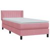 vidaXL Boxspring met matras fluweel roze 90x220 cm