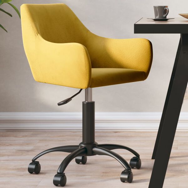 vidaXL Eetkamerstoel draaibaar fluweel mosterdgeel