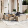 vidaXL 9-delige Loungeset met kussens poly rattan beige