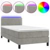 vidaXL Boxspring met matras en LED fluweel lichtgrijs 90x200 cm