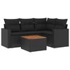 vidaXL 5-delige Loungeset met kussens poly rattan zwart