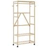 vidaXL Kledingrek met schappen en wielen 90x40x179,5 cm bamboe