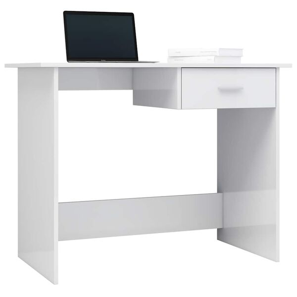 vidaXL Bureau 100x50x76 cm bewerkt hout hoogglans wit