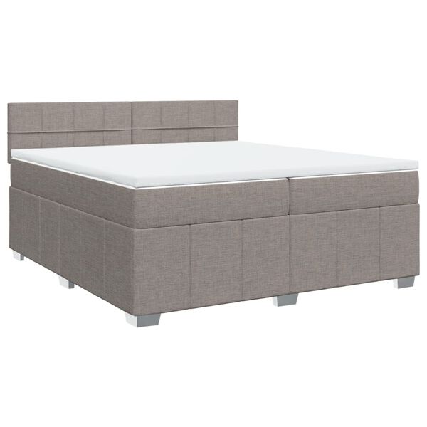 vidaXL Boxspring met matras stof taupe 200x200 cm