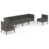 vidaXL 6-delige Loungeset met kussens poly rattan grijs