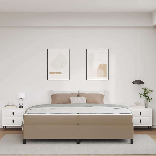 vidaXL Bedframe met matras Cappuccino 200 x 200 cm Stof