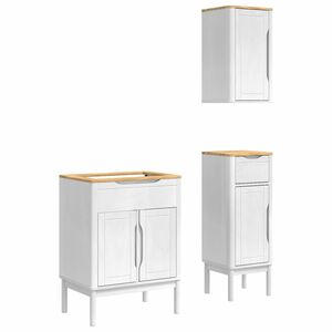 vidaXL Badkamermeubelset FLORO 3 st Wit Massief Vurenhout