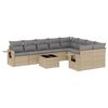 vidaXL 10-delige Loungeset met kussens poly rattan beige