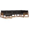 vidaXL Buiten bankenset 6 pcs Natuurlijk en Zwart Massief Acaciahout