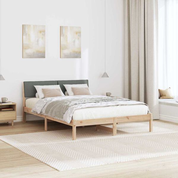 vidaXL Bedframe Bruin en donkergrijs 150 x 200 cm Massief grenenhout
