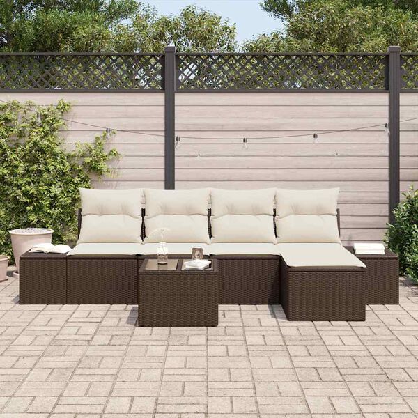 vidaXL Tuin Sofa Set met kussen 6 pcs Bruin poly rattan