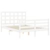 vidaXL Bedframe met hoofdbord massief hout wit 140x190 cm