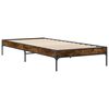 vidaXL Bedframe bewerkt hout en metaal gerookt eikenkleurig 100x200 cm