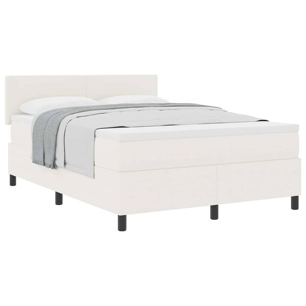 vidaXL Boxspring bed Cr&egrave;me en Wit 203 x 144 x 88 cm Katoenen stof