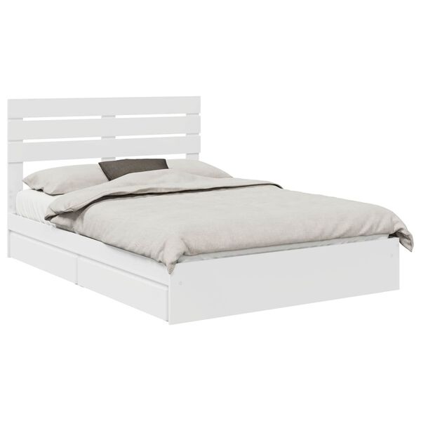 vidaXL Opslag bed met hoofdeinde Wit 140 x 190 cm Bewerkt hout