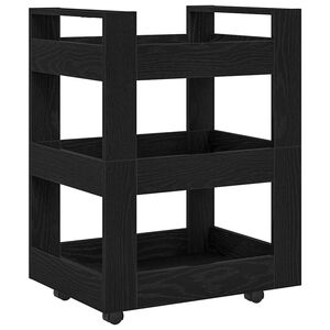 vidaXL Keuken Trolley Zwart Eiken 60 x 45 x 80 cm Bewerkt hout