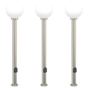 vidaXL Bolderverlichting met stopcontact 3 stuks 120 cm RVS IP44
