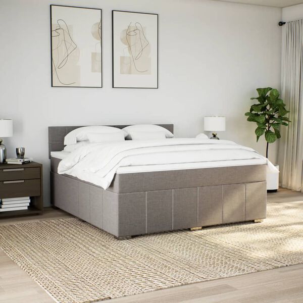vidaXL Boxspring met matras stof taupe 180x200 cm