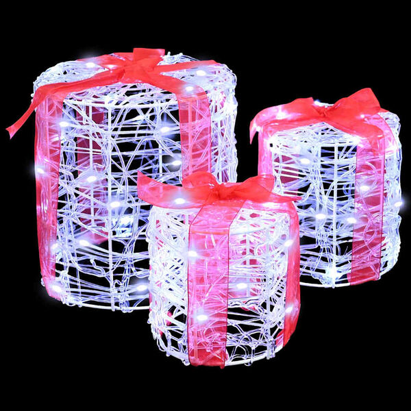 vidaXL Decoratie voor Geschenkdoos 3 pcs Koudwit 20 x 20 x 21 cm Acryl