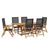 vidaXL 7-delige Tuinset poly rattan en massief hout zwart