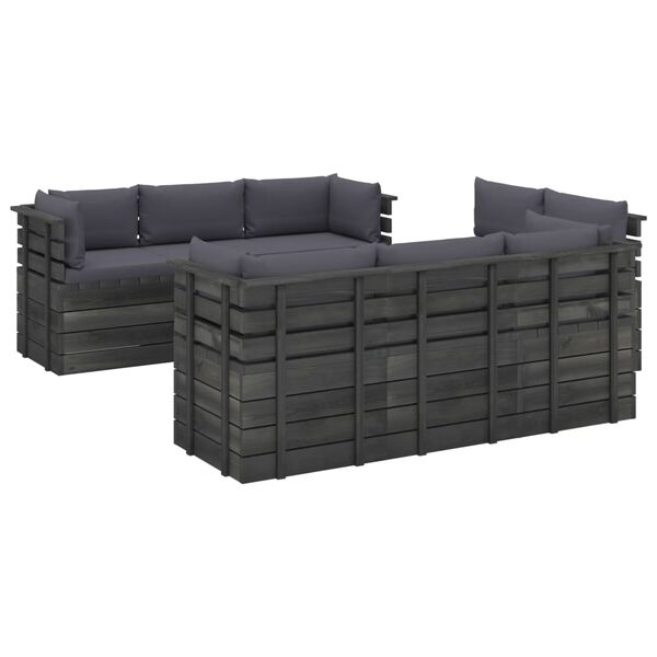 vidaXL 9-delige Loungeset met kussens pallet massief grenenhout