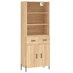 vidaXL Hoge kast 69,5x34x180 cm bewerkt hout sonoma eikenkleurig