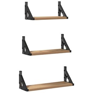 vidaXL Wandplank 3 st Rook Eik 37 x 12 x 13 cm