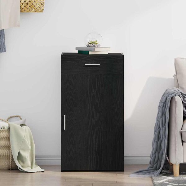 vidaXL Dressoir met lade Zwart Eiken 50 x 42,5 x 93 cm