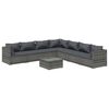 vidaXL 8-delige Loungeset met kussens poly rattan grijs