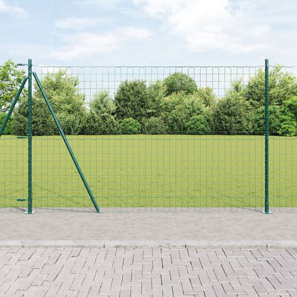 vidaXL Hek met Paal Groen 1,6 x 10 m Staal en PVC