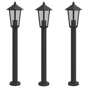 vidaXL Vloerlamp voor buiten 3 st 80 cm roestvrijstaal zwart