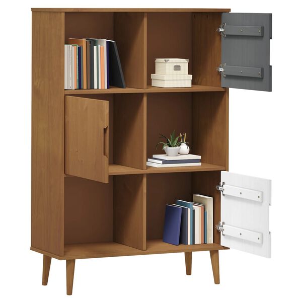 vidaXL Boekenkast MOLDE 90x35x133,5 cm massief grenenhout bruin