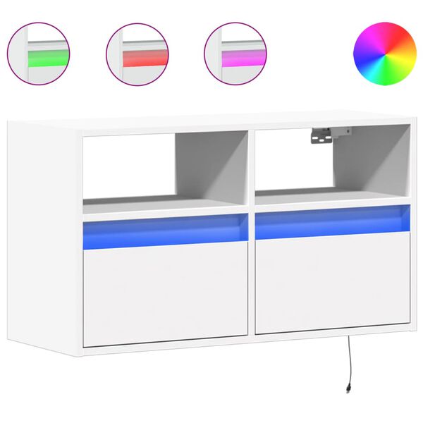 vidaXL Tv-wandmeubel met LED-verlichting 80x31x45 cm wit
