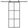 vidaXL Schuifdeur met beslagset 90x205 cm ESG glas zwart