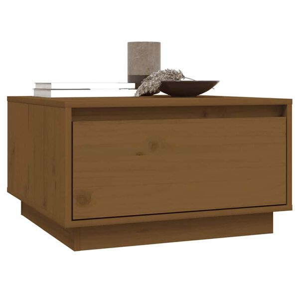 vidaXL Salontafel 55x56x32 cm massief grenenhout honingbruin