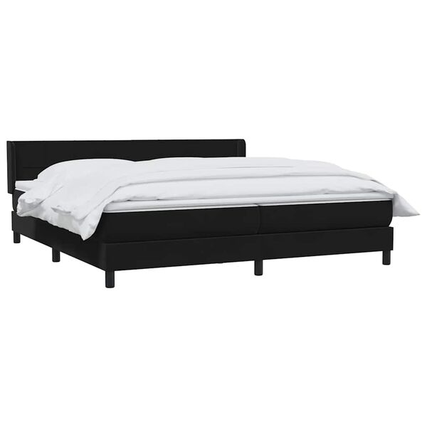 vidaXL Boxspring met matras fluweel zwart 180x210 cm