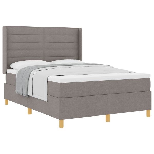 vidaXL Boxspringbed met matras met hoofdeinde Taupe 140 x 200 cm Stof