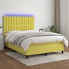 vidaXL Boxspring met matras en LED stof groen 140x190 cm