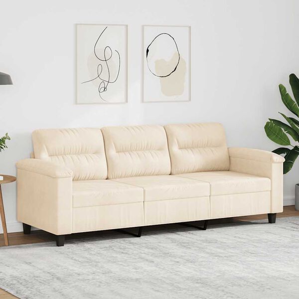 vidaXL Driezitsbank 180 cm microvezelstof beige