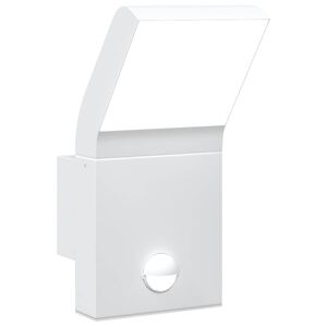 vidaXL Buitenwandlamp LED met sensors gegoten aluminium wit