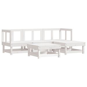 vidaXL 5-delige Loungeset massief grenenhout wit