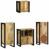 vidaXL Badkamermeubelset 4 pcs Bruin en zwart Massief Mango Hout