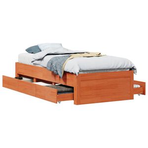 vidaXL Bedframe zonder matras met lades grenenhout wasbruin 100x200 cm